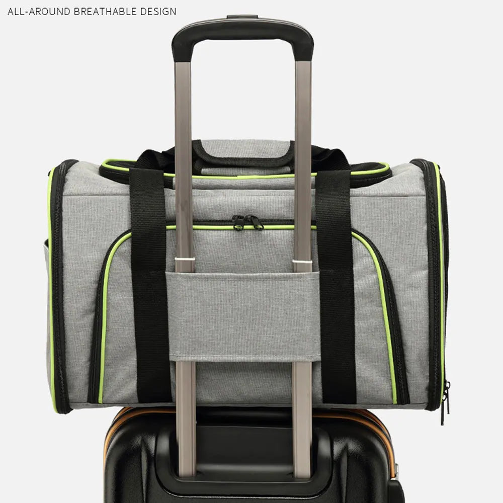 Portable Foldable Pet Carrier Bag with Safety Zippers