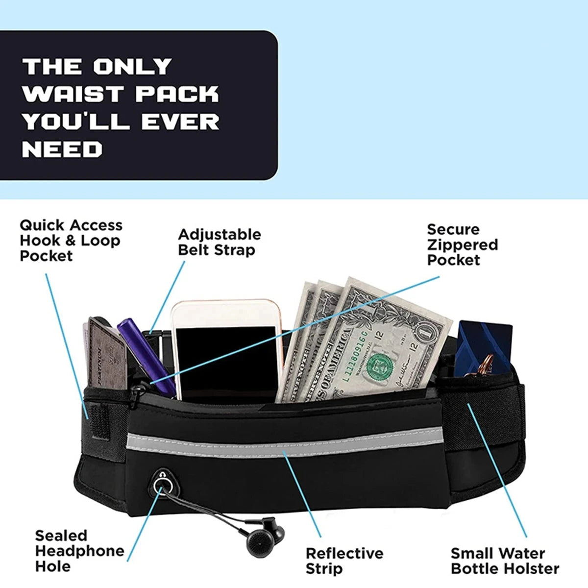 Hands-Free Dog Leash with Waist Bag | Reflective Running Leash for Dogs