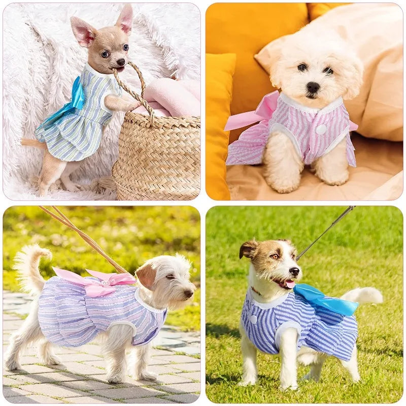 Summer Princess Dress for Cats & Small Dogs | Floral Bow Dress