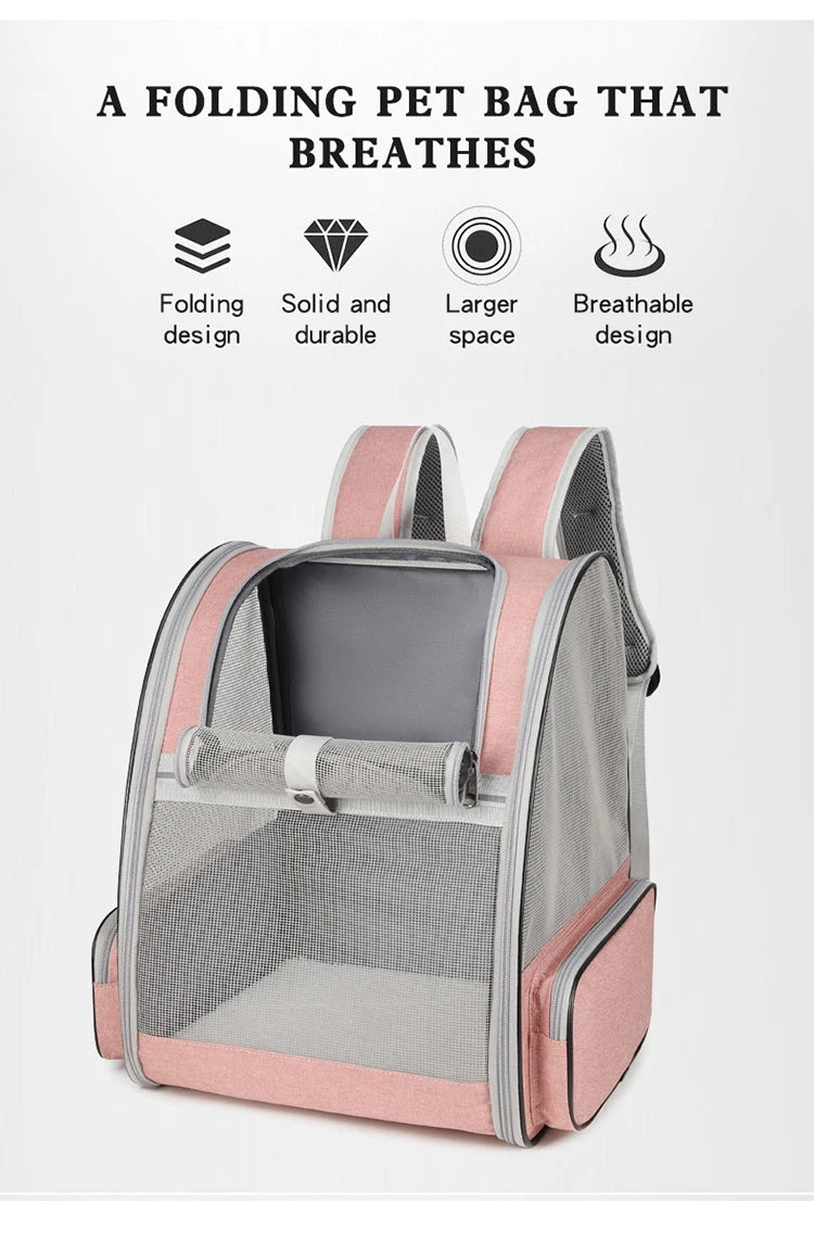Pet Carrier Backpack for Small Cats and Dogs Puppies Safety Features and Cushion Back Suet Commuting Carriers Bag Safety Zippers