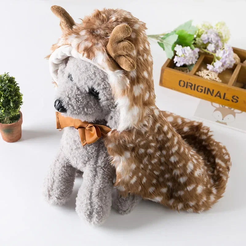 Christmas Reindeer Velvet Cape for Dogs & Cats | Festive Holiday Pet Costume