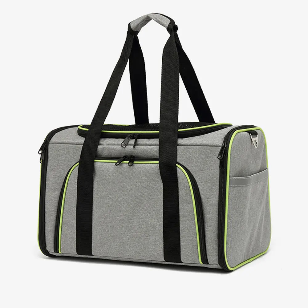 Portable Foldable Pet Carrier Bag with Safety Zippers