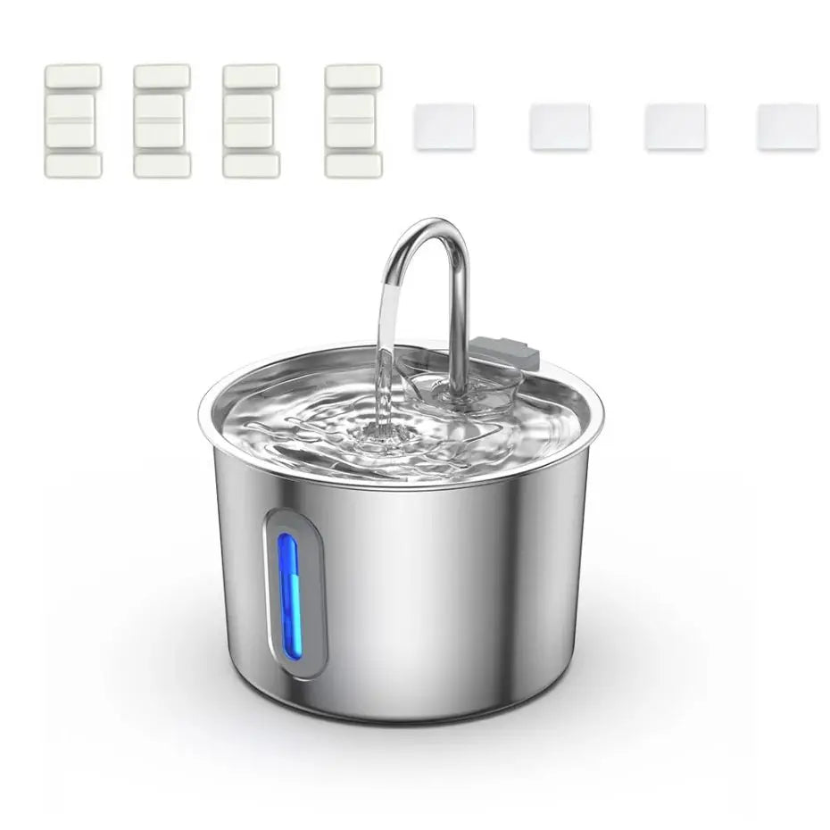 Automatic Pet Water Fountain | 2.2L Stainless Steel with Filter & USB Pump