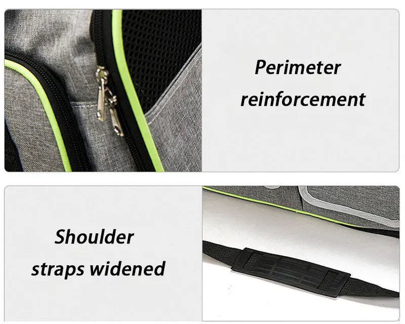 Portable Foldable Pet Carrier Bag with Safety Zippers
