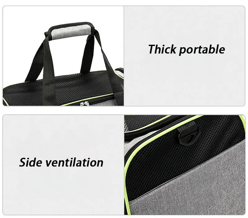 Portable Foldable Pet Carrier Bag with Safety Zippers