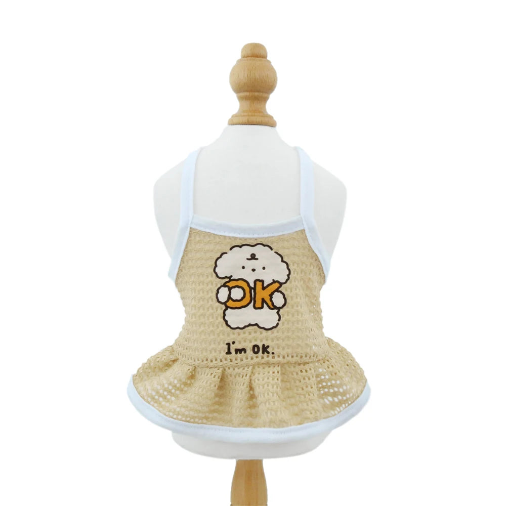 Dog Summer Mesh Dress | Breathable Cartoon Strap Skirt for Dogs