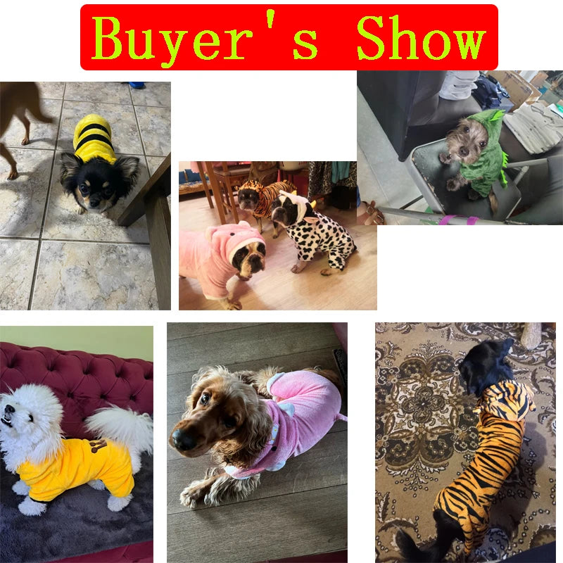 Animal Print Fleece Hoodie Jumpsuit for Dogs