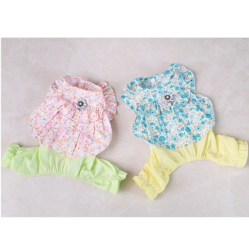 Floral Flying Sleeve Jumpsuit for Dogs & Cats