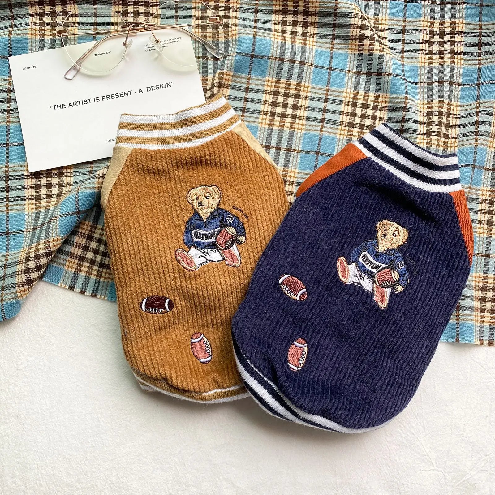 Corduroy Baseball Jacket for Dogs | Warm Autumn & Winter Pet Coat