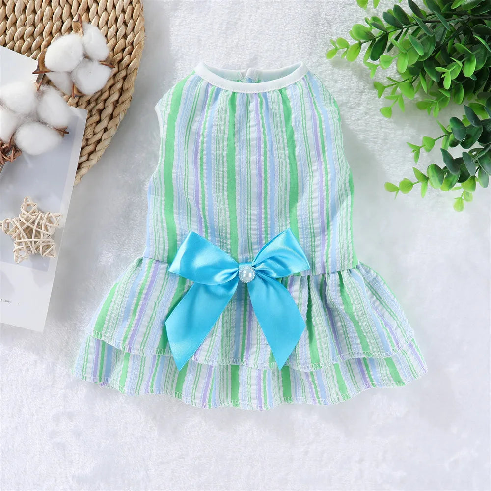 Summer Princess Dress for Cats & Small Dogs | Floral Bow Dress