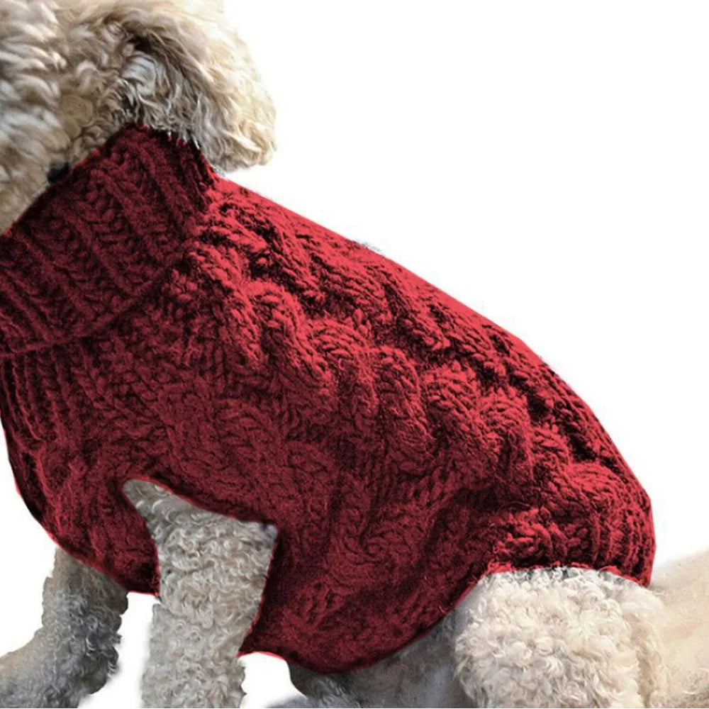 Cable Knit Dog Sweater | Warm Autumn & Winter Pet Clothing
