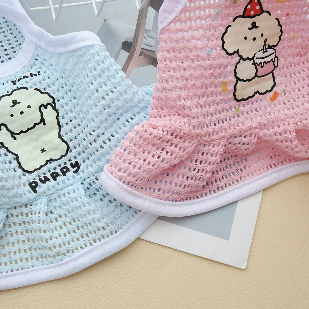 Dog Summer Mesh Dress | Breathable Cartoon Strap Skirt for Dogs