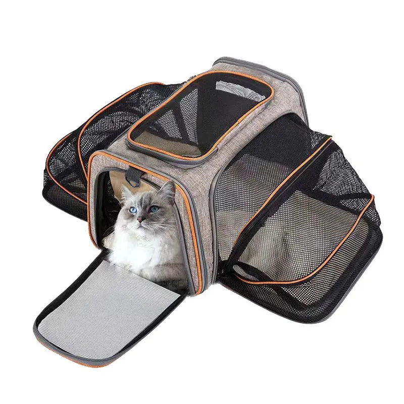 Portable Foldable Pet Carrier Bag with Safety Zippers