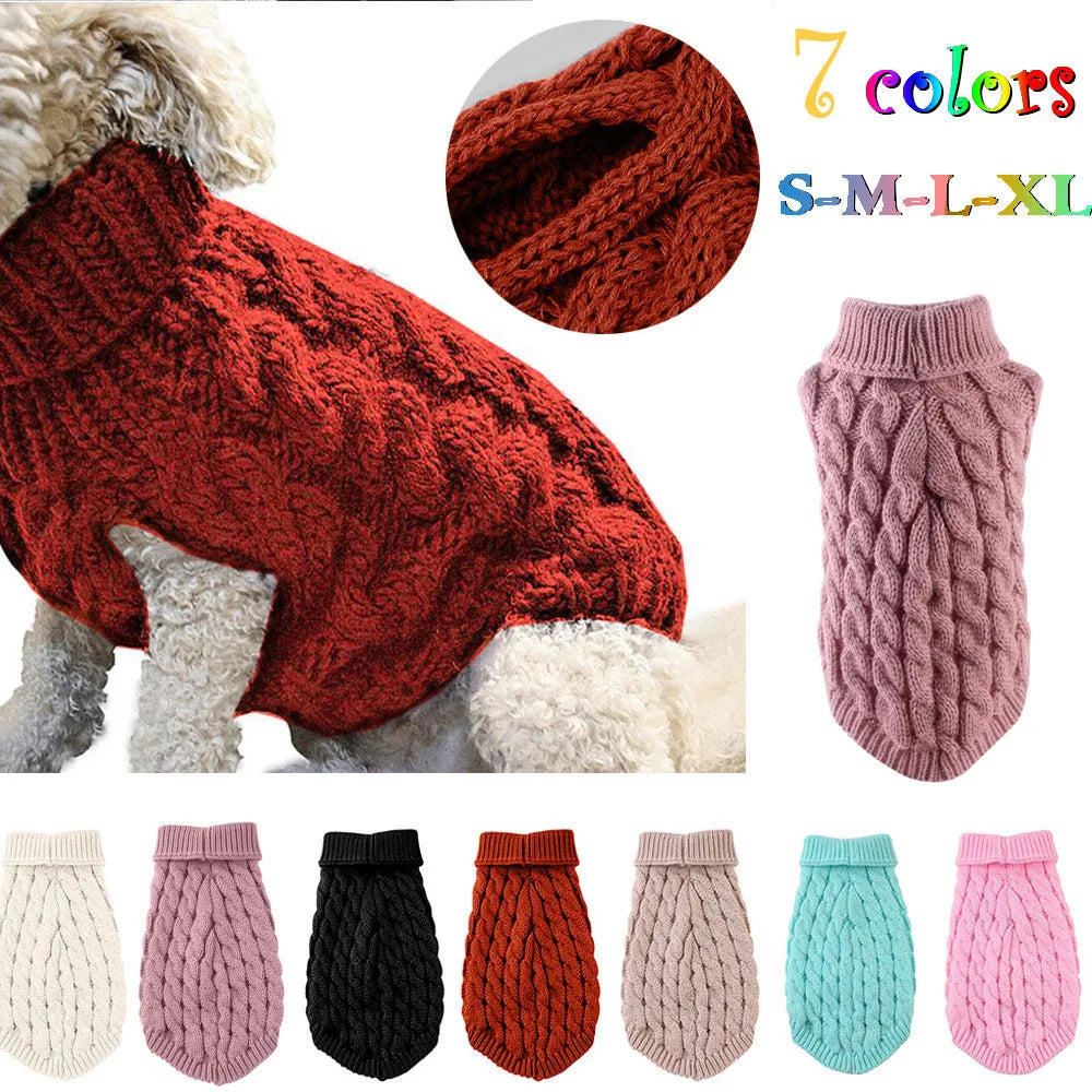 Cable Knit Dog Sweater | Warm Autumn & Winter Pet Clothing