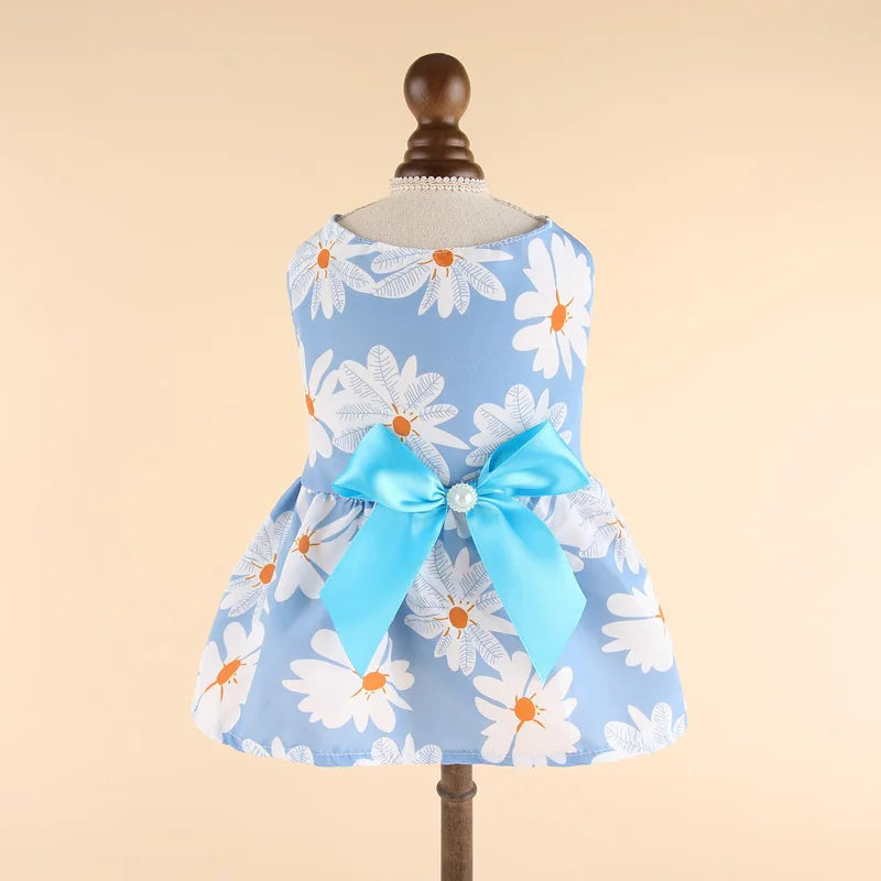 Summer Princess Dress for Cats & Small Dogs | Floral Bow Dress