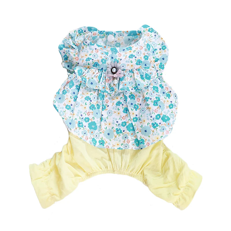 Floral Flying Sleeve Jumpsuit for Dogs & Cats