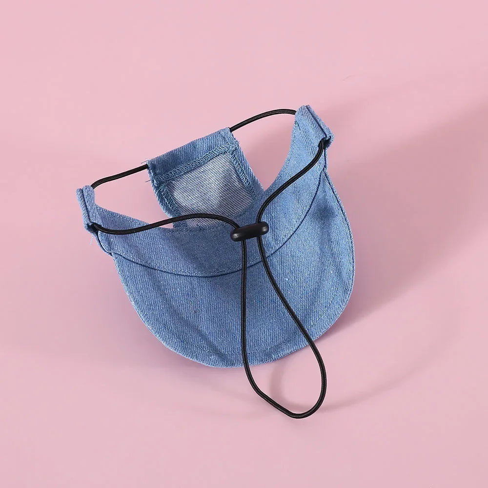 Dog Denim Baseball Cap | Sun Protection Hat with Ear Holes
