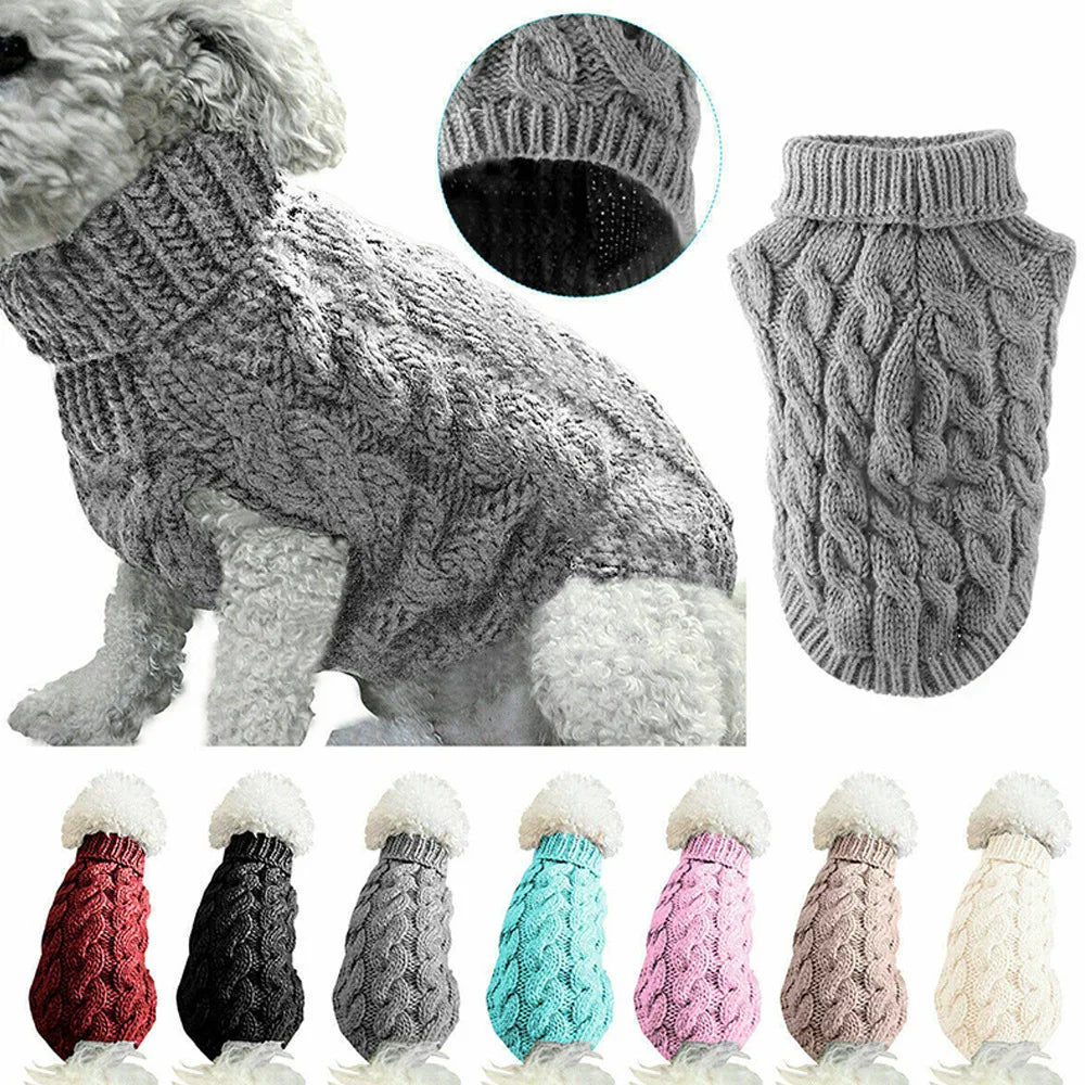 Cable Knit Dog Sweater | Warm Autumn & Winter Pet Clothing