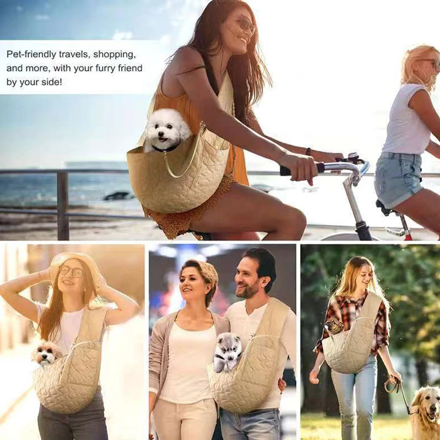 Dog and cat carrier bag; small dog carrier bag; cross-body pet bag; front-pack pet bag