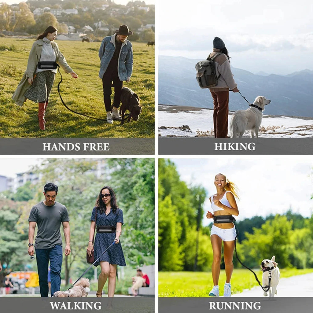 Hands-Free Dog Leash with Waist Bag | Reflective Running Leash for Dogs