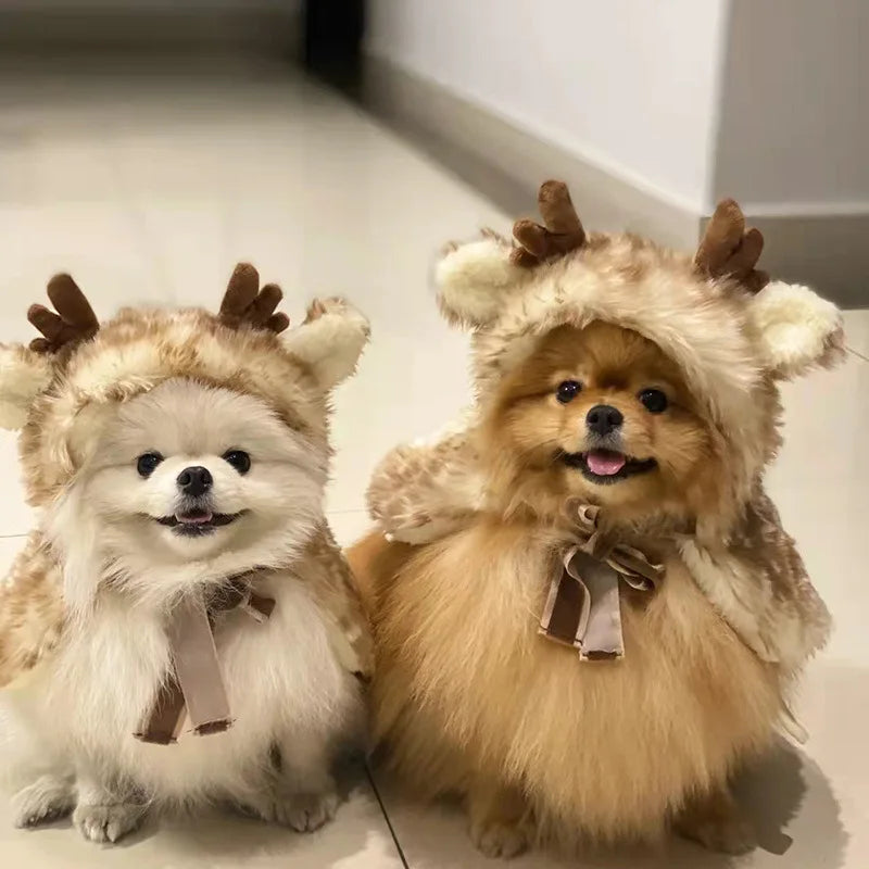 Christmas Reindeer Cape Costume for Dogs & Cats | Festive Holiday Pet Outfit