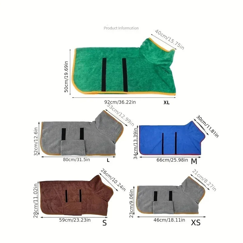 Pet Bathrobe | Quick-Dry Absorbent Bath Towel for Dogs