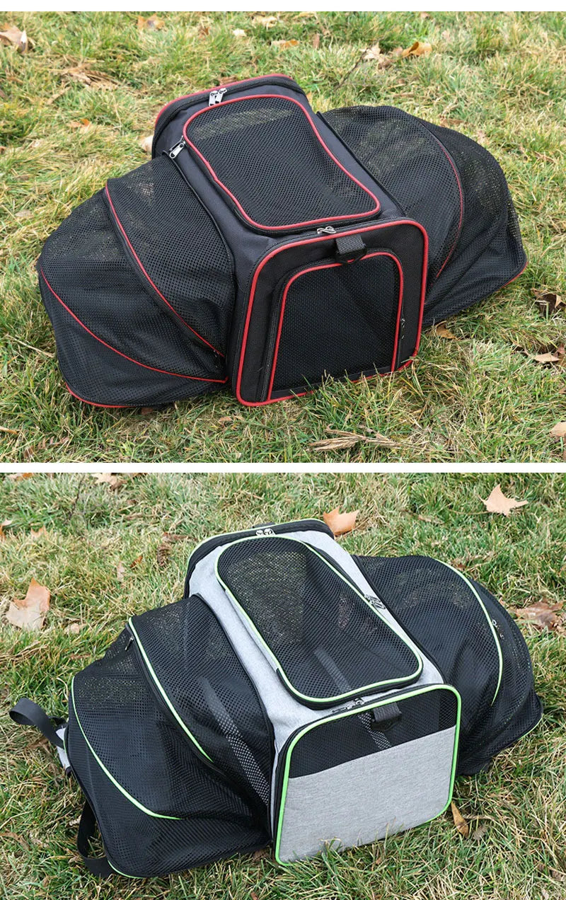 Portable Foldable Pet Carrier Bag with Safety Zippers